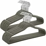 SONGMICS Kleiderbügel Samt, 30er Set, Bügel, Jackenbügel, 41,5 cm breit, Anzugbügel, dünn, gut belastbar, um 360° drehbarer Haken, für Mäntel, Hemden und Anzüge, grau CRF26V