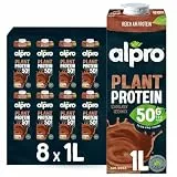 Alpro Proteindrink Soja Schokolade 8x1L | 100% pflanzlich | laktosefrei | zuckerarm | reich an pflanzlichem Protein