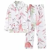 Pyjama Damen Nachthemd Schlafanzug Mode Nachtwäsche Damen Baumwolle Cute Pyjamas Mädchen Langarm Tops Hosen Mit Taschen Dot Casual Lounge Wear XL 003