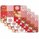 Vénilia Tischset Red Mountain, Platzset für Esszimmer, Esstischmatten, Telleruntersetzer, Platzdeckchen, abwischbar, lebensmittelecht, 45 x 30 cm, 4 Stück