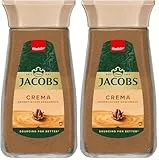 Jacobs Crema löslicher Bohnenkaffee, Instant Kaffee, 200 g im Glas, für 112 Getränke (Packung mit 2)