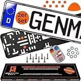 GENMAG® Kennzeichenhalter Rahmenlos [Legal & Universal] Nummernschildhalterung Auto | Rahmenlose Kennzeichenhalter Schwarz | Kennzeichenhalterung | Kfz Kennzeichen Halterung | Nummernschildhalter