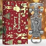 LKKCHER Weihnachtsgeschenke Rennauto Flaschenöffner, Weihnachtsgeschenke für Männer Papa Ehemann Freund, Rennauto Geschenke, Silber mit Weihnachtsverpackung und Weihnachtskarte