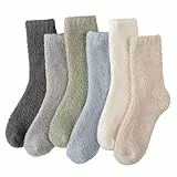 ILovDaisy Kuschelsocken Damen 6 Paare Warme Flauschige Socken, Weihnachtssocken, Dicke Wintersocken Haussocken, Kuschel Bettsocken Schlafsocken Thermosocken für Weihnachten als Geschenke