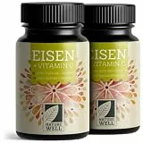 Eisentabletten hochdosiert 360x mit 40 mg Eisen + Vitamin C (40mg) aus Hagebutten - Eisentabletten VEGAN mit bioverfügbarem Eisen, hochdosiert aus Eisenbisglycinat - laborgeprüft mit Zertifikat