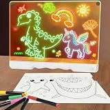 Led Zeichenbrett, 18.8 inch Wiederaufladbare Doodle Tafel, Neon Art Trockenlösch-Tafel mit 7 Farbmodi, Notiztafel Kreatives Geschenk Spielzeug für Kinder/Mädchen/Teenager,LED Memoboard mit 12 Marker