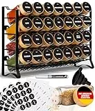 Deco haus® Gewürzregal Stehend & Wand [MIT 28 GEWÜRZGLÄSER & ETIKETTEN] - Gewürz Organizer - Spice Rack Organizer - Gewürzständer Gewürzregale Hängend - Gewürzregal Schrank Schwarz Gewürzaufbewahrung