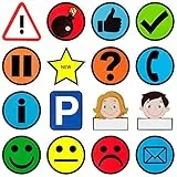 2DOBOARD Kühlschrank Magnete - 16 Stück 5 x 5 cm Magnet Bunt - Magnete Emojis farbig für Kühlschrank, Magnettafel, Whiteboard, Pinnwand