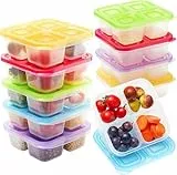 LATERN 10 Stück 4 Fächern Bento-Snackbehälter, 17CM x 16CM Bento-Lunchbox Stapelbare Lebensmittel Vorratsbehälter Auslaufsichere Essenszubereitungsbox für Schule Arbeit Reisen (5 Farben)