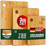 Blumtal Bambus Schneidebrett Carlota 3er Set - Hackbrett mit Loch zum aufhängen, Küchenhelfer aus 100% Bambus mit Silikonfuß