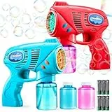 JOYIN 2 Seifenblasenpistole für Kinder mit Seifenblasenflüssigkeit (2 * 130 ml), seifenblasenmaschine für Party, Seifenblasen Pistole für Sommer Party, Indoor Outdoor Aktivitäten, Ostern(blau+rot)
