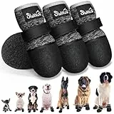 Eyein Hundeschuhe Pfotenschutz, Atmungsaktive & Rutschfeste Hundesocken für Hartholzböden und heiße Sommerböden, reflektierender Hundeschuhe mit Klettverschluss für Spaziergänge im Freien (Schwarz, 3)