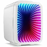 LIGIANT MF01C Mini Kühlschrank mit 7 Lichtmodi & Blinkendem Marquee-Effekt, Leise Kühl-/Warmfunktion, AC/DC, 4L/6 Dosen, Für Gaming-Zimmer, Schlafzimmer, Büro & Auto