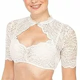MMIHOIM Damen Dirndlbluse Spitze Dirndl Bluse Damen Spitze Hochgeschlossen Dirndlbluse Kurzarm/halbarm v Ausschnitt Sexy Trachtenbluse Große Größen elegant Dirndlblusen Schwarz Weiß (Weiß,M)