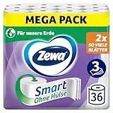 Zewa Smart Toilettenpapier Ohne Hülse, Großpackung Mit 36 Rollen (9 x 4 x 300 Blatt)