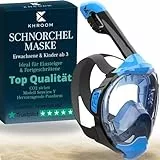 Khroom Schnorchelmaske Erwachsene & Kinder ab 3 Jahre | CO2 sicher | Vollgesichtsmaske mit Easy-Breath System | Schnorchelset Alternative | Seaview Y Tauchmaske Erwachsene/Kinder (L/XL Blau)