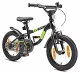 Löwenrad Kinderfahrrad für Jungen und Mädchen ab 3-4 Jahre | 14 Zoll Kinderrad mit Bremse | Fahrrad für Kinder | Schwarz