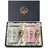 Doublewhale Oma und Opa Geschenk, Geschenke für Großeltern, Ihr Werdet Oma und Opa Geschenke, Geschenk zum Valentinstag Hochzeitstag Geburtstag Muttertag Vatertag, 14Oz Rosa und Grau Keramikbecher