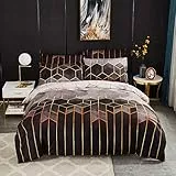 Luofanfei Bettwäsche Gestreift Grau 135x200 2teilig Microfaser Bettwäsche Set Schwarz Anthrazit Bettbezug Geometrisch Modern Deckenbezug Bettwaesche