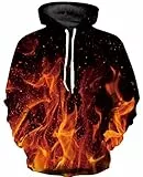 GLUDEAR Herren Neuheit 3D Druck Pullover Hoodie Kapuzenpullover Sweatshirt Gr. L/XL, Cool Galaxy Flamme