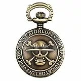 JewelryWe Antik Bronze Anime One Piece Design Quarz Taschenuhr Anhänger mit 80 cm Kette – Weihnachten Geschenk