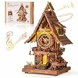 ROBOTIME 3D Puzzle Kuckucksuhr für Erwachsene, Holzpuzzle-Modellbausätze zum Bauen, funktionierende Uhr mit Kuckuckssound, Heimdekoration Handwerk, Geschenk für Jugendliche & Erwachsene, LC901C