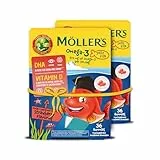 Möller's Omega 3 Kapseln für Kinder | Natürliche Omega 3 Fischtran mit Erdbeergeschmack | Mit DHA und EPA | Leicht zu kauen | Ohne Gluten, Laktose und Zucker | 72 Stück