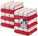 Utopia Towels - 12er Pack Geschirrtücher Küchentücher, 38 x 64 cm Baumwolle Geschirrtüch – Maschinenwaschbar (Rot und Weiß)
