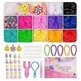JHWELRG Loom Bänder Set, 12Farben Gummibänder Armbänder,Mini Set für Armbänder DIY Gummi Armband Basteln für Kinder Jungs Mädchen Geschenk