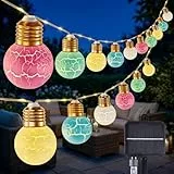 Geemoo Solar Lichterkette Aussen, 6.8M 215 LED Lichterkette Außen Solar, 8 Modi Solarlichterkette Außen Wetterfest, G50 Glühbirnen Lichterketten für Outdoor Balkon Garten Camping Party Terrasse Deko
