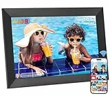 Hesmor 64GB Digitaler Bilderrahmen 10,1 Zoll WLAN, 1280x800 HD IPS LCD-Touchscreen Digitale Bilderrahmen, Automatische Rotation, Teilen Sie Fotos sofort über Frameo von überall, Schwarz