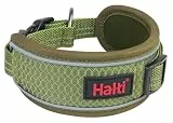 Halti Anatomie Halsband - Mit Breitem Design, empfohlen von Tierärzten zur Druckentlastung, reflektierend, Neoprenpolsterung, verstellbar, zugehörige Leine & zugehöriges Geschirr (Größe L, Grün)
