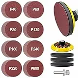 Schleifscheiben-Set 125 mm Klett für Winkelschleifer, 96-tlg. Schleifpapier mit M14-Schleifscheibe und Schaft, Winkelschleifer-Zubehör ideal zum Polieren von Holz und Metall
