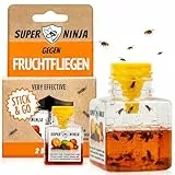 Super Ninja Fruchtfliegenfalle für Innenbereich – 2er-Pack, Wirksame Obstfliegenfalle für Haushalt und Küche, bis zu 3 Wochen Leistung pro Flasche, Kinder-und haustierfreundlich