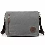 LOSMILE Umhängetasche, Vintage Canvas Schultertasche Herren.(Grau)