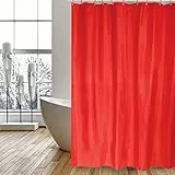 MSV Anti-Schimmel Duschvorhang - Anti-Bakteriell, waschbar, wasserdicht, Polyester, 180x200cm Rot