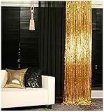 Pailletten-Hintergrund 1,2 x 3 m glänzend Gold Pailletten Vorhänge 2 Paneele Glitzer Hintergrund Vorhänge für Party Fotografie Hintergrund M0511