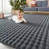 Homaxy Hochflor Teppich mit 3D Bubble Muster Weich Flauschig Teppiche, Waschbar Antirutsch Teppich für Wohnzimmer, Kinderzimmer, Schlafzimmer - 120x160 cm, Dunkelgrau