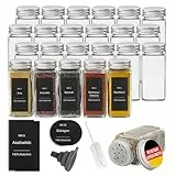 Withosent Gewürzgläser Eckig 24er Set, 120ml Gewürzdosen Glas Gewürzstreuer mit Schraubkappe mit 324 Deutsch Etiketten, Gewürzbehälter Gewürze Aufbewahrung mit Streueinsatz