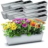 BigDean 10er Set Zink Paletten Blumenkästen - Einsatz 38cm groß Silber - aus Metall verzinkt - Zinkkasten Pflanzkasten Balkonkasten Blumentopf für Europaletten