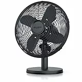 Brandson - Tischventilator Design Retro - Ventilator mit 3 Geschwindigkeitsstufen - mobiler Lüfter - Oszillation 80°, Neigungswinkel ca. 40° - Robustes Voll-Metallgehäuse - Blackline