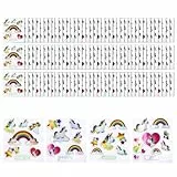 com-four® 100x Einhorn Glitzer Sticker für Kinder - Bunte Aufkleber mit Einhörnern, Regenbogen, Herzen & Sternen - Mitgebsel Kindergeburtstag, Scrapbooking, Stickeralbum & Basteln