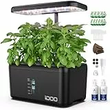 iDOO Hydroponic System, Smart Garden 8 Pods, Hydroponik, Hydroponisches Anzuchtsystem, Indoor Garden, LED Pflanzenlampe, Automatisch Timer Indoor Kräutergarten Kit, Höhenverstellbar, 38cm, Schwarz