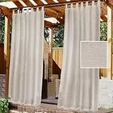 Gluhbirnen Outdoorvorhänge, Outdoor Vorhänge mit Ösen Wasserdicht, Balkon Vorhang, Transparente Vorhänge, Sonnenschutz Vorhang, Outdoor Gardinen, Vorhang Pavillon, Leinen, 132 * 213CM
