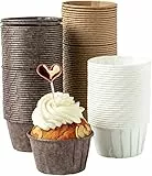 katbite Papier Muffinförmchen, 150 Stück Cupcake Formen für Hochzeit, Geburtstag, Party, Einweg Backbecher in Weiß, Braun, Dunkelbraun