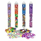 Plus-Plus 7265 Geniales Konstruktionsspielzeug, Farben-Mix, Bundle aus 4 verschiedenen Kreativ-Bausteine Tubes inkl. Bauplatte, 400 Teile, Mischfarben