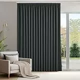Deconovo Gardinen mit Kräuselband Blickdicht Vorhänge Gardinen Wohnzimmer Vorhang Verdunkelung Kälteschutz Raumteiler Vorhang Thermogardine, 245x300 cm(HöhexBreite), Dunkelgrau, 1 Stück