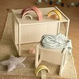 roba Sitzbank für Kinder im Landhausstil - Bank zum Wenden mit 2 Sitzhöhen - als Kindertisch verwendbar - Holz beige/Cashmere