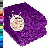Lashuma Handtuch 50x100 cm Frottee, London Baumwolltücher 2er Set Lila - Aubergine