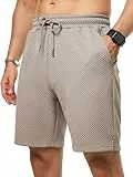 JMIERR Kurze Hosen Herren mit 3 Taschen Textur Bermuda Shorts 2026 Sommer Comfy Stretch Short Beige 2XL